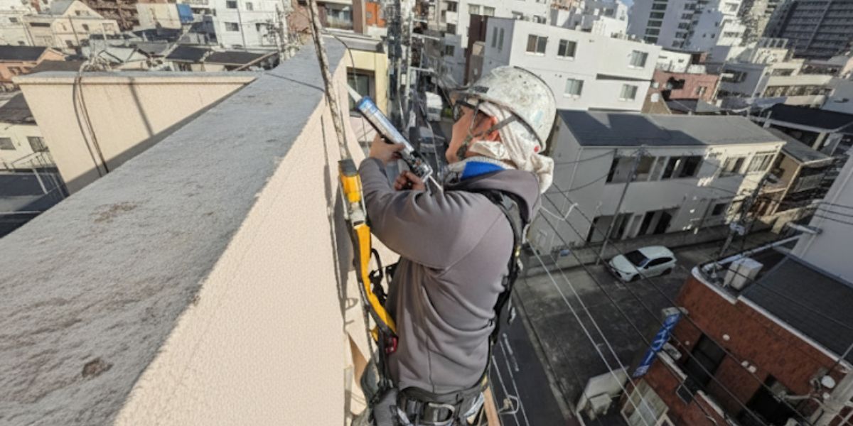ロープアクセスによる高所塗装